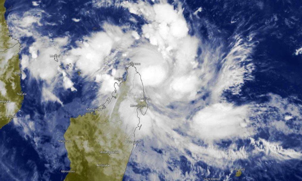 <span>Cyclone Gamane was initially expected to skim the coast of Madagascar.</span><span>Photograph: Cyclocane</span>