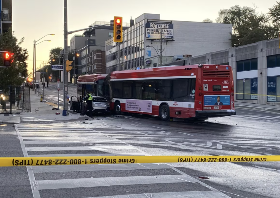 The scene of the crash early Wednesday. (Tyler Cheese/CBC)