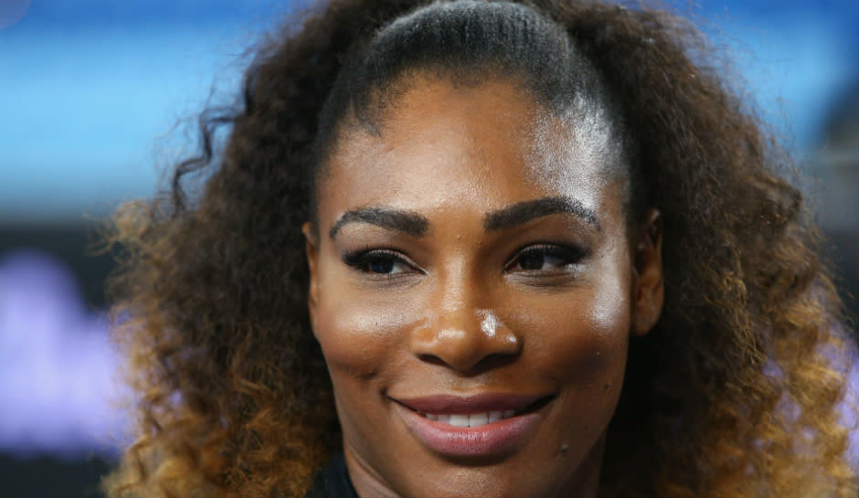 Serena Williams speaks to the media at the Australian Open at Melbourne Park on January 12, 2017.