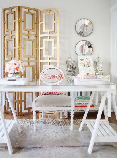 DIY Gold Fretwork Room Divider