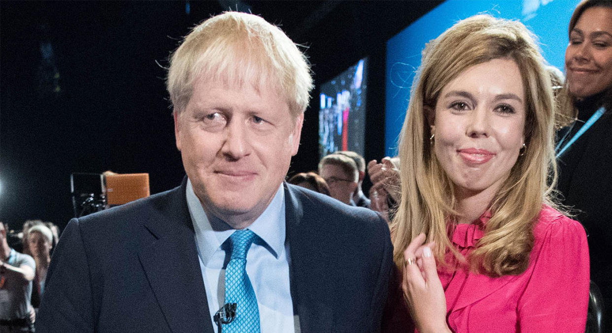 Carrie Johnson joined her husband Boris Johnson to watch the Trooping the Colour ceremony. (Getty Images)