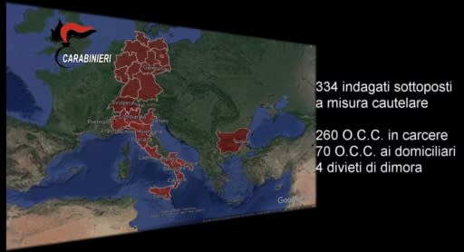 The raid targeted the 'Ndrangheta in Vibo Valentia -- near the tip of Italy's boot -- but also in regions farther north, including Veneto, Lombardy and Tuscany