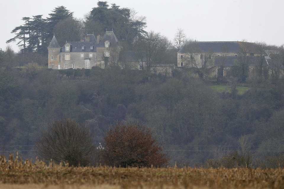 The Manoir de Beauce, or Beauce manor, the family home of conservative presidential candidate Francois Fillon is pictured near Solesmes, western France, Thursday, Feb. 2, 2017. Fillon suffered new setbacks Thursday to his presidential candidacy, with prosecutors expanding an embezzlement probe into his wife's paid political job, to include two of their children. (AP Photo/David Vincent)