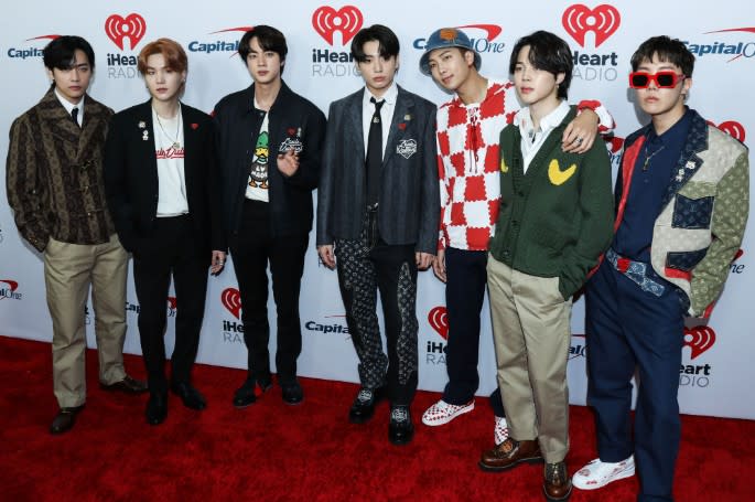 BTS on the red carpet for the 2021 Jingle Ball - Credit: Xavier Collin/Image Press Agency / MEGA