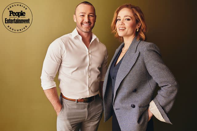 <p>Robby Klein/Contour by Getty</p> Jake McLaughlin and Erika Christensen