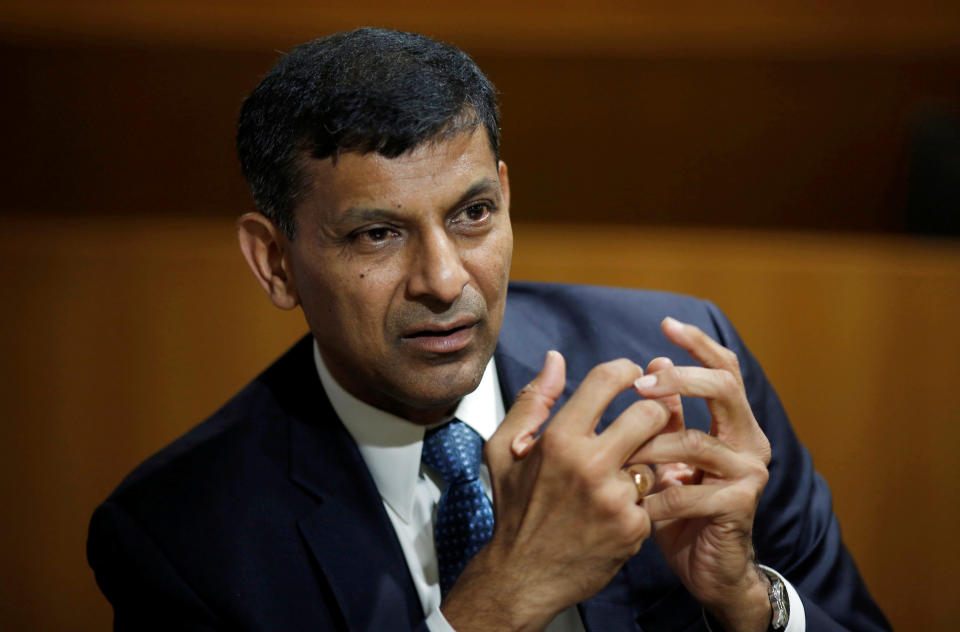 Raghuram Rajan gestures during an interview with Reuters in New Delhi on Sept. 7, 2017. (Photo: Adnan Abidi/Reuters)