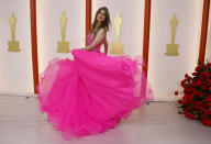 <p>Nikki Novak en la alfombra champán de los Oscars 2023 en Los Angeles. REUTERS/Eric Gaillard</p> 