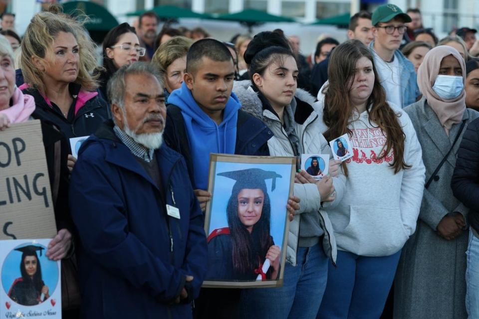 Shortly after the incident almost 200 people gathered for a vigil in Eastbourne to honour the memory of Ms Nessa. (PA Wire)