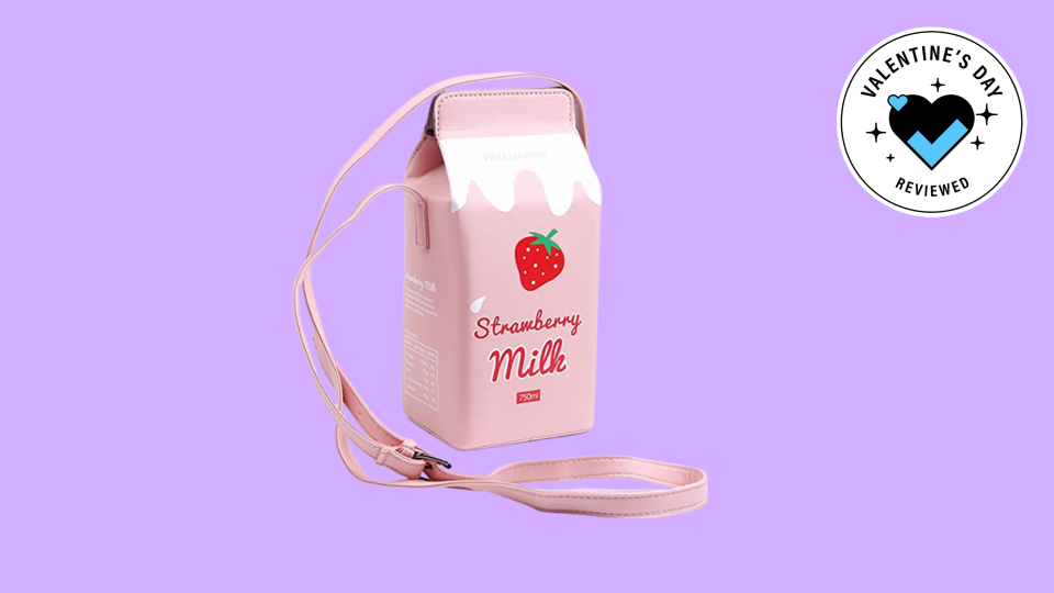 Valentine’s Day gifts under $50: Lui Sui Strawberry Milk Box cross-body purse