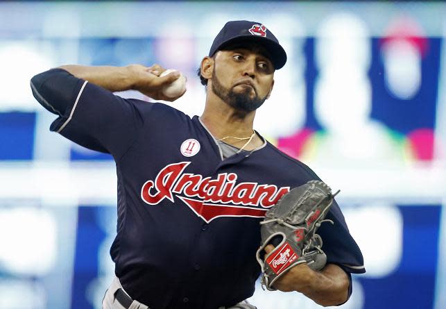 Indians right-hander Danny Salazar has had arm issues pop up four different times this season. (AP)