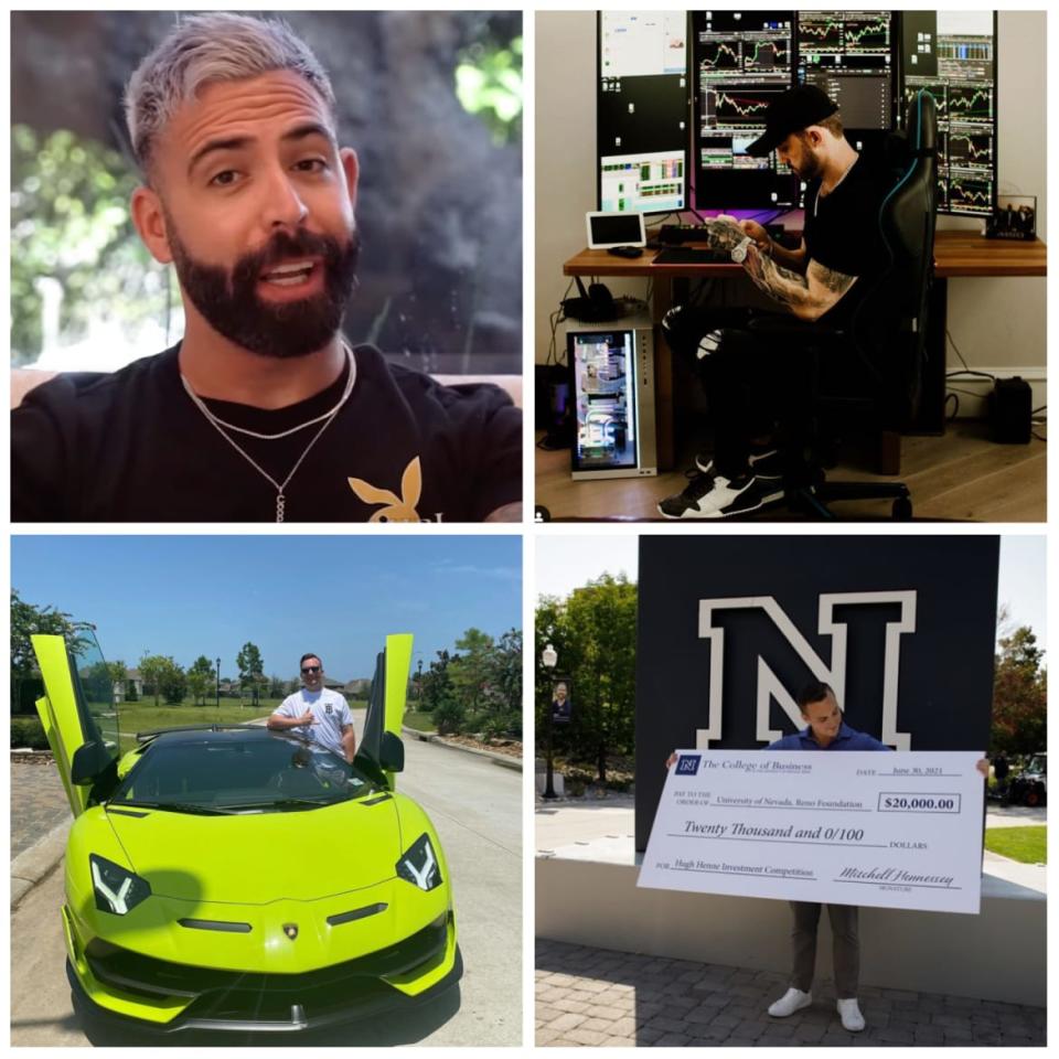 <div class="inline-image__caption"><p>Cooperman, Deel and the rest of the crew enjoyed flaunting their wealth online. Last year, Mitchell Hennessey posted a photo to Instagram of himself presenting an oversize check to the University of Nevada, Reno.</p></div> <div class="inline-image__credit">Twitter/Instagram</div>