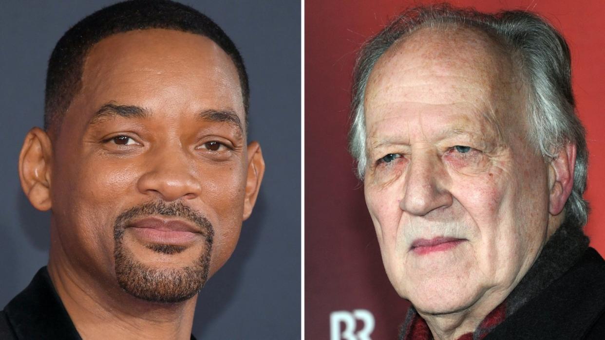 Will Smith (l.) macht sich über  Filmregisseur Werner Herzog lustig.