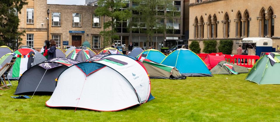 Students outside Pitts Rivers Museum at Oxford University (Oxford Action for Palestine/PA)