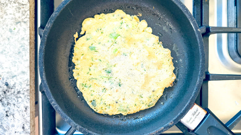 savory pancake in pan