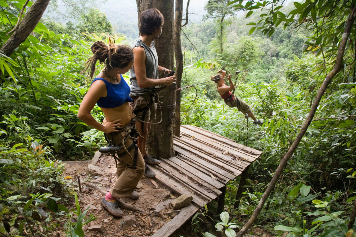 The view from one of the ziplines at the Gibbon Experience in Laos - Credit: David Gee 4 / Alamy Stock Photo