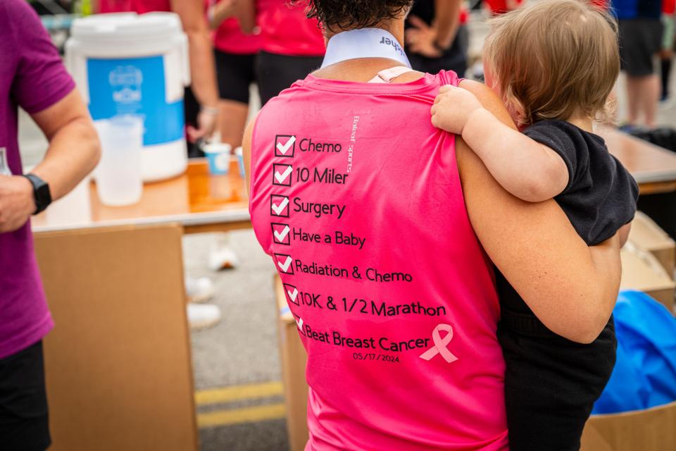 Samantha Salway's t-shirt at the Cleveland Marathon on Saturday, May 18, 2024.