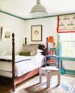 <p>There's nothing wrong with a colorful room with white trim. But why not turn it inside out? In this space by Whitney McGregor, teal trim adds playful contrast to crisp white walls. </p>