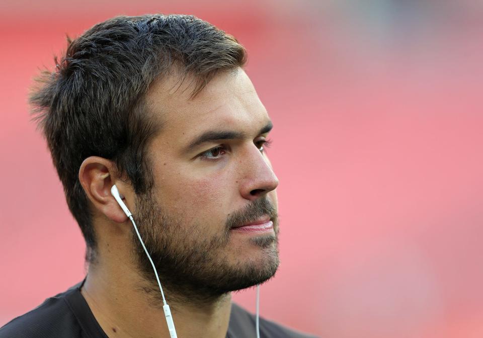 Cleveland Browns offensive tackle Jack Conklin (78) walks the sideline before an NFL football game against the Pittsburgh Steelers, Thursday, Sept. 22, 2022, in Cleveland, Ohio.