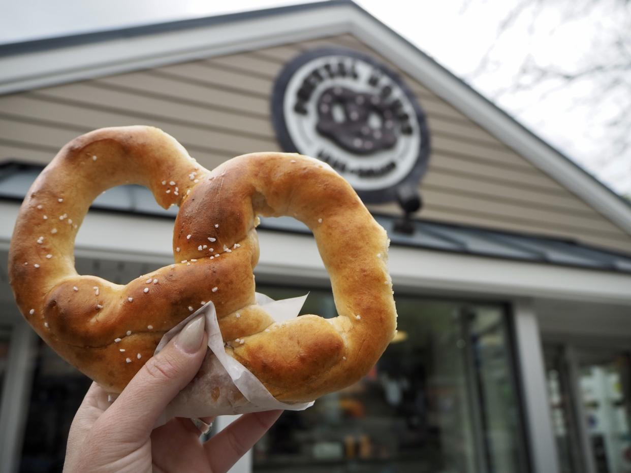 Every pretzel sold at Hersheypark is made by hand from small batches of dough, with just six simple ingredients: all-purpose flour, bread flour, brown sugar, white sugar, salt and butter. (Photo: Hersheypark)
    