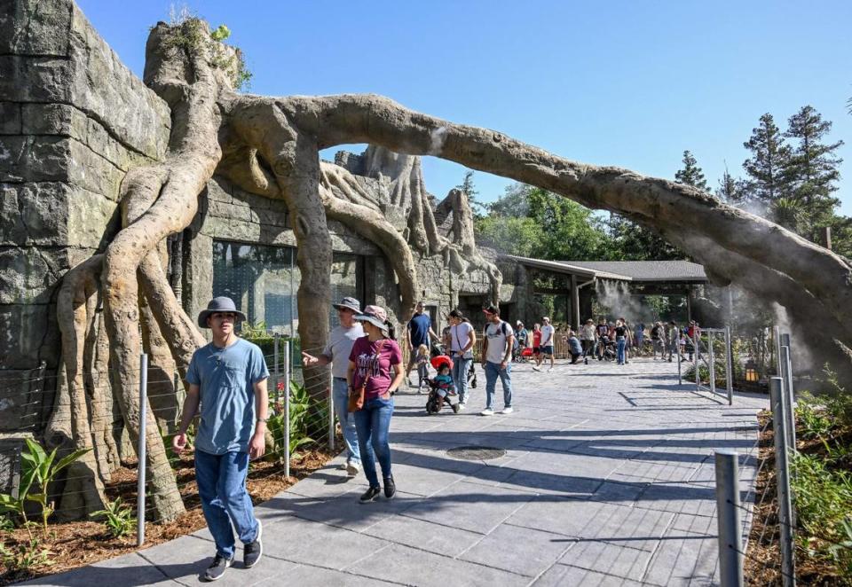 A Southeast Asian motif extends along the exhibits at the new Kingdoms of Asia section of the Fresno Chaffee Zoo which officially opened to the public on Saturday, June 3, 2023. CRAIG KOHLRUSS/ckohlruss@fresnobee.com