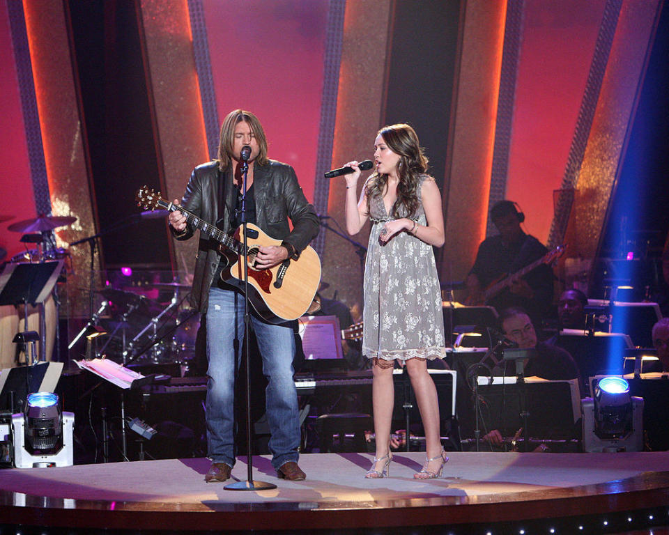 Billy Ray Cyrus and daughter Miley Cyrus duet performance of "Ready, Set, Don't Go," on "Dancing with the Stars"