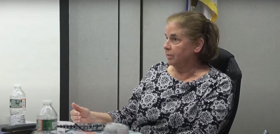 At a Brockton School Committee meeting on Tuesday, May 7, 2024, Ward 5 committee member Judy Sullivan speaks about the subcommittee overseeing the application and interview process for the interim superintendent position.