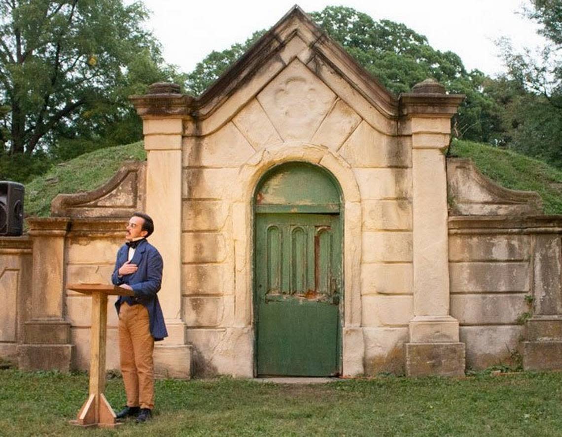 R.H. Wilhoit performs in “Electric Poe,” which will return to Union Cemetery. File photo