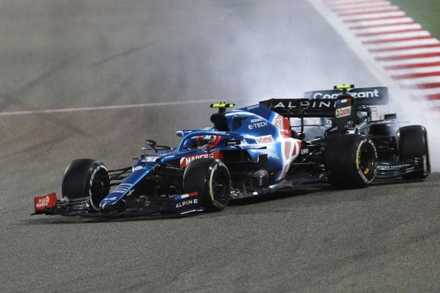 Sebastian Vettel crashed into the back of Alpine's Esteban Ocon in Bahrain