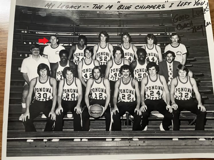 Gregg Popovich, top row, far left, went 2-22 as a first-year Pomona-Pitzer coach.