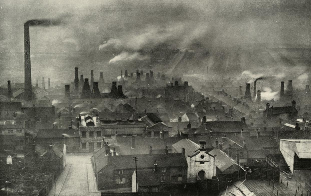 Human influence on the climate started even before the Industrial Revolution. <a href="https://www.gettyimages.com/detail/news-photo/factoryscape-in-the-potteries-smoke-from-chimneys-in-the-news-photo/1036135896?adppopup=true" rel="nofollow noopener" target="_blank" data-ylk="slk:Print Collector/Getty Images;elm:context_link;itc:0;sec:content-canvas" class="link ">Print Collector/Getty Images</a>