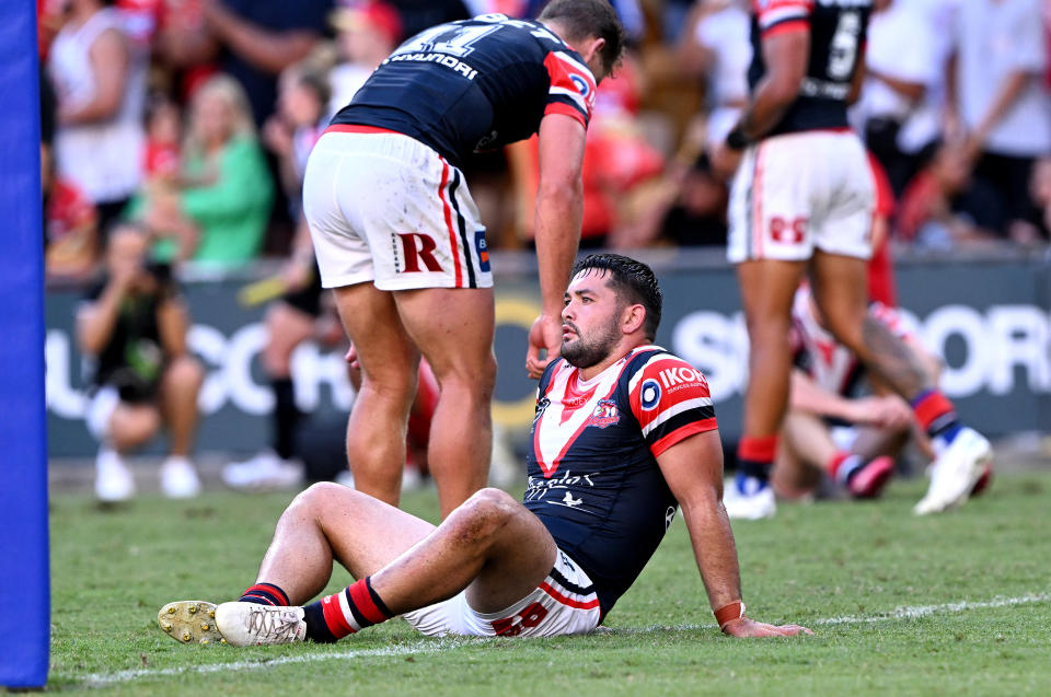 Brandon Smith, pictured here after the Roosters' loss to the Dolphins.