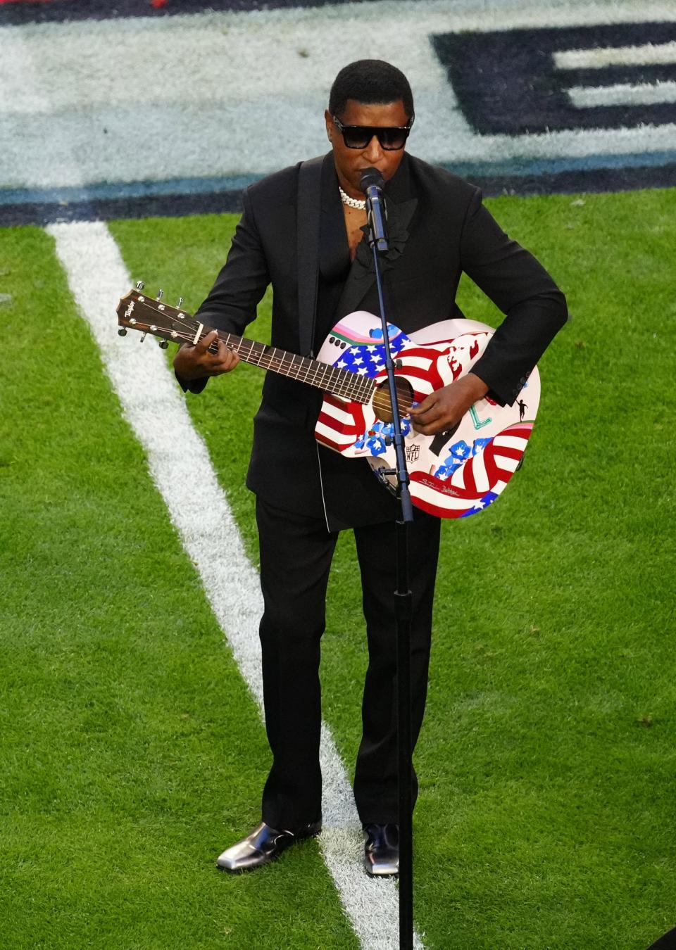 Recording artist Babyface performs before Super Bowl LVII between the Kansas City Chiefs and Philadelphia Eagles at State Farm Stadium in Glendale on Feb. 12, 2023.