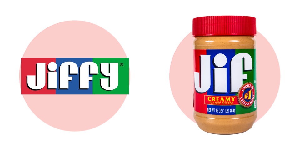 <p>People swear there was a "Jiffy" peanut butter back in the day, but we speculate they're combining Jif with its competitor, Skippy. </p>