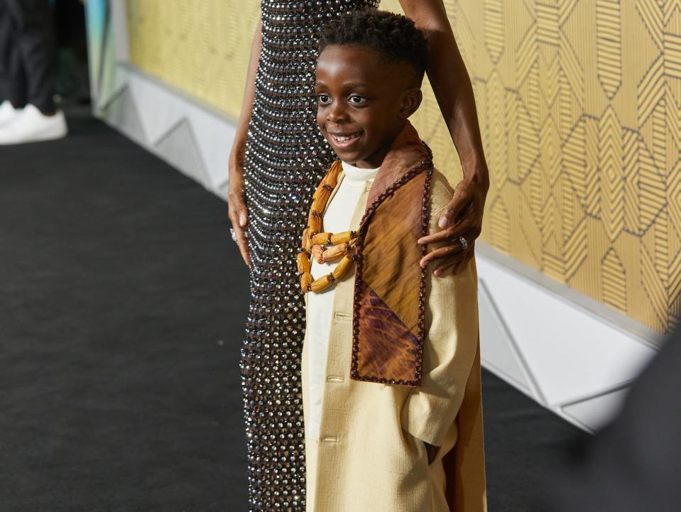 Letitia Wright attends the European Premiere of Disney and Marvel Studios Black Panther: Wakanda Forever in Leicester Square in London on November 3, 2022.