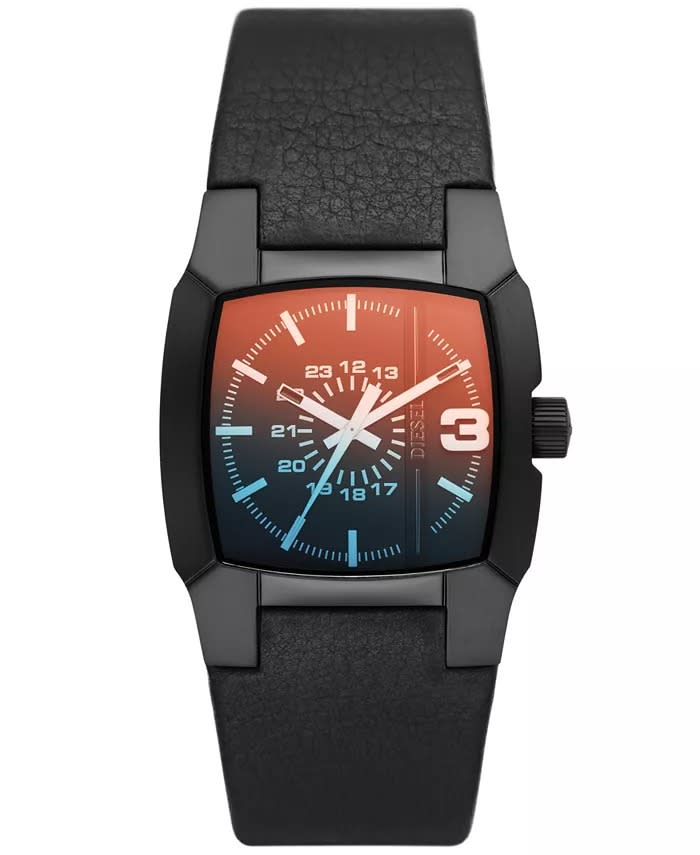 Diesel New Watch Cliffhanger-Black-Leather-Strap