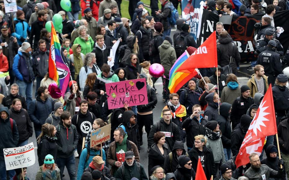 Up to 50,000 people were expected to participate in the protests against the AfD - Credit: Getty