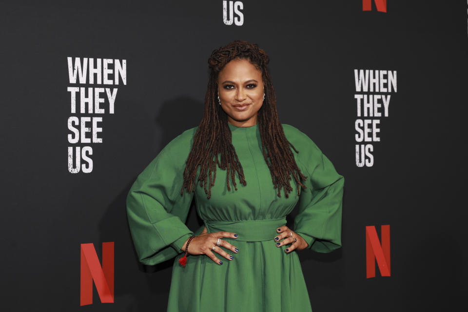 FILE - This Aug. 11, 2019 file photo shows director Ava Duvernay at the "When They See Us" FYC screening at Paramount studios in Los Angeles. The former Manhattan prosecutor Linda Fairstein has filed a lawsuit against Netflix and DuVernay over her portrayal in "When They See Us," a series about the Central Park Five case. (Photo by Mark Von Holden/Invision/AP, File)