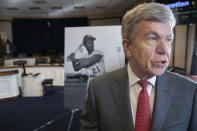 Sen. Roy Blunt, R-Mo., speaks before a news conference calling for the late Curt Flood to be inducted into the Baseball Hall of Fame, on Capitol Hill, Thursday, Feb. 27, 2020 in Washington. (AP Photo/Alex Brandon)