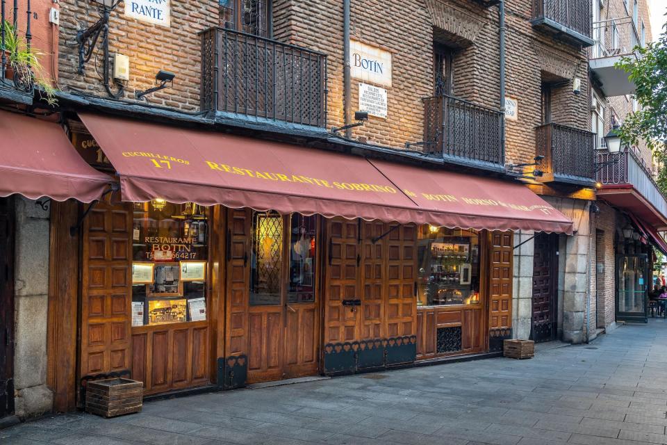 restaurant front with an awning