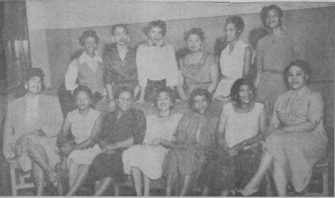 Community Civic Club: Shown seated from the left are Helen Pope, Doris Nolan, Josie Mure, Marcella Harris, Dorothy Benton, Ruth Madison, and Lulu Nolan.
Standing from the left are Louise Fobbs, Estelle Black, Mozelle Williams, Mary Cox, Carnetta Brown and Lela Brown. Elizabeth Richards, lyn Flanagan and Leondras Brown were not present when the photo was taken.