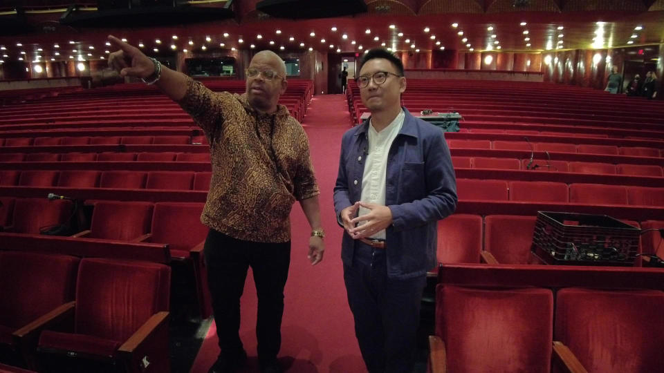 Composer Terence Blanchard with New Yorker writer Hua Hsu at the Metropolitan Opera in New York's Lincoln Center.  / Credit: CBS News