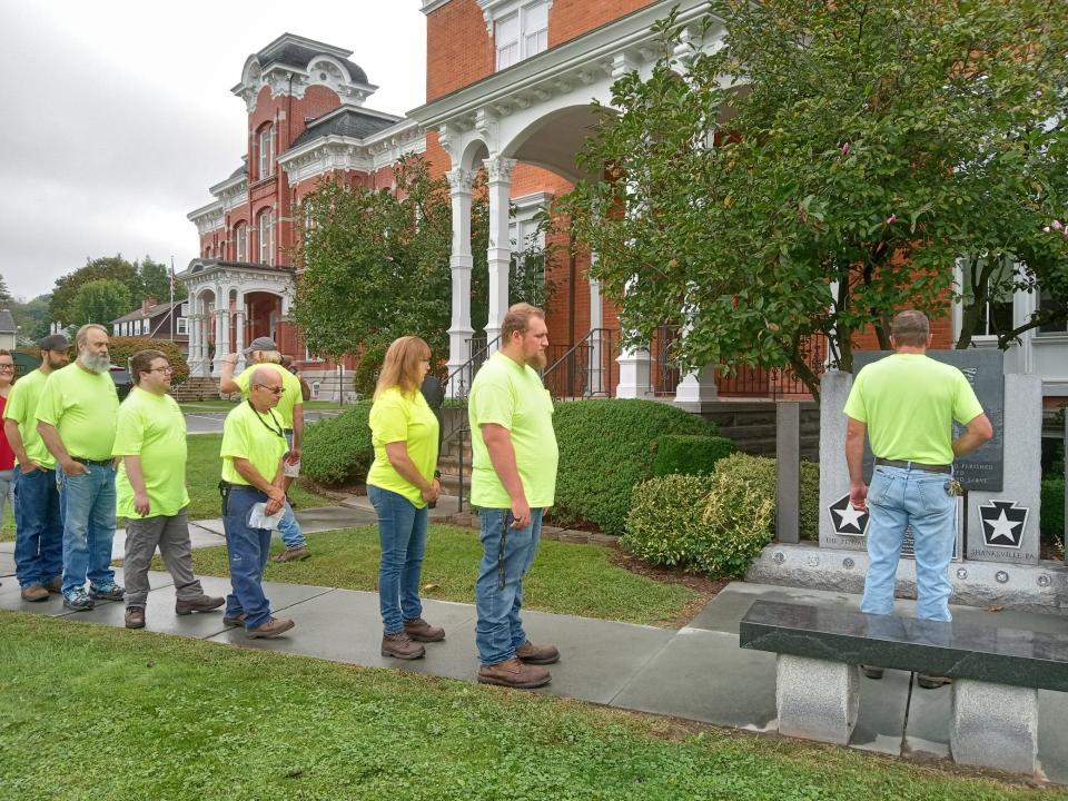 A 9/11 ceremony was held Monday morning in Honesdale, PA on the 22nd anniversary of the terrorist attacks on America. County maintenance workers were among those in line after the ceremony to pay their respects at the county memorial.