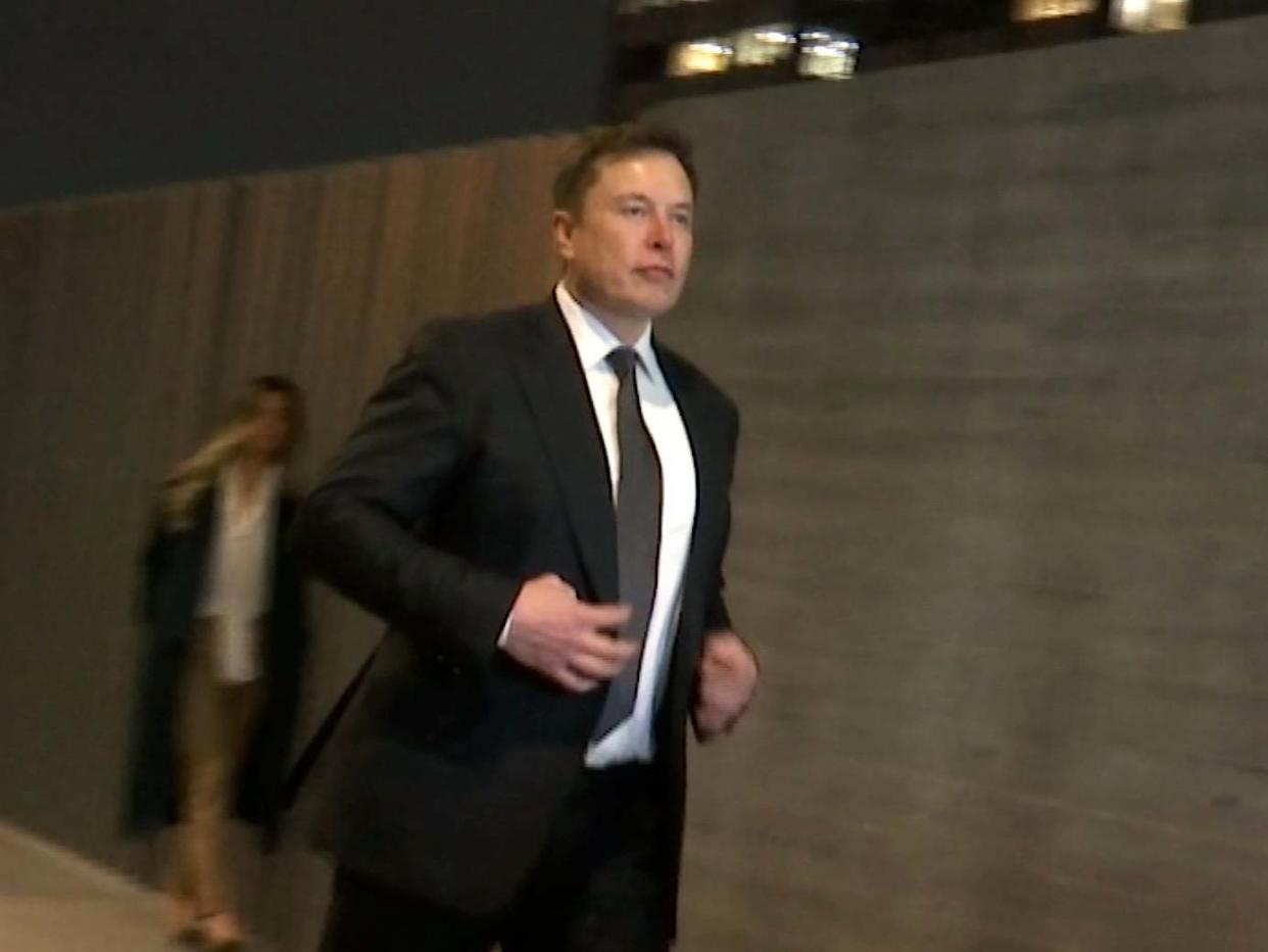 Tesla CEO Elon Musk leaves court on Tuesday 3 December 2019, in Los Angeles: AP