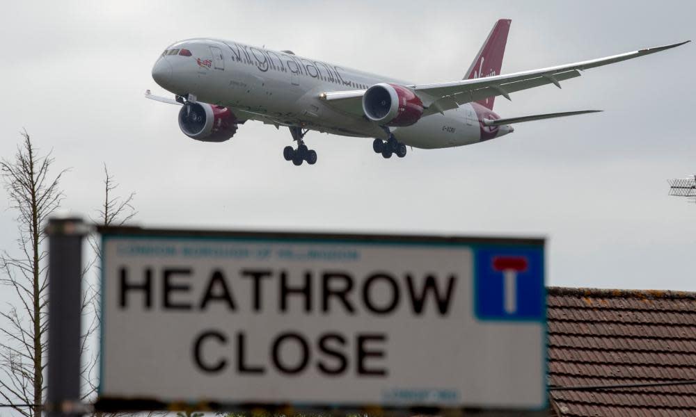 A plane approaching Heathrow airport