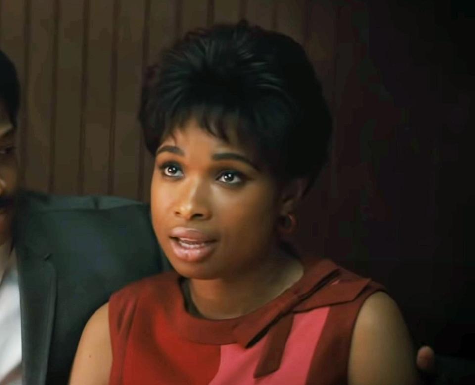 Jennifer Hudson in a '60s style outfit and hairdo as Aretha Franklin