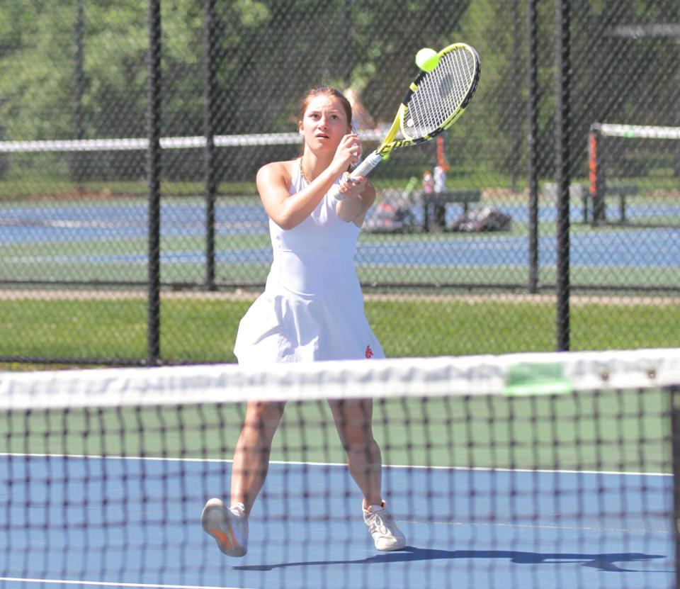 Ava Stewart of Sturgis won her match at fourth singles on Wednesday.