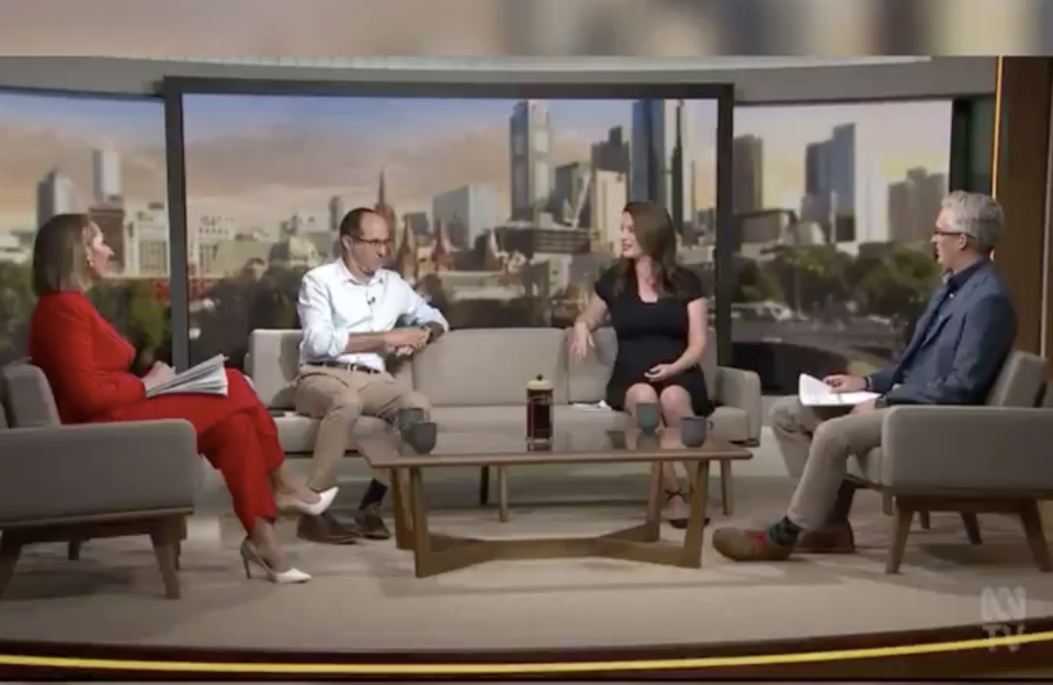 Lanai Scarr, Phillip Coorey, Rosie Lewis and David Speers on Insiders set.