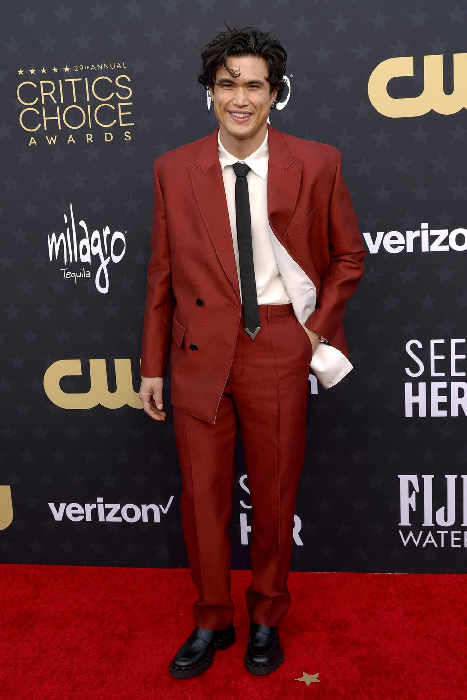 santa monica, california january 14 charles melton attends the 29th annual critics choice awards at barker hangar on january 14, 2024 in santa monica, california photo by frazer harrisongetty images