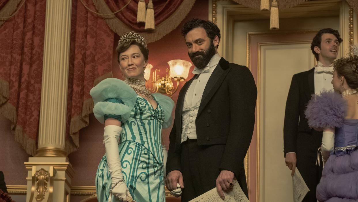  Carrie Coon and Morgan Spector in The Gilded Age. 