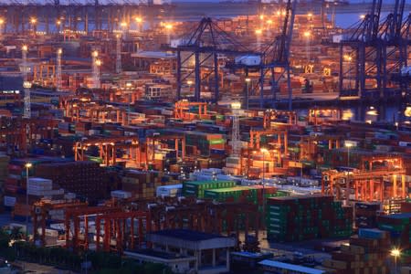 Containers are seen at Yantian port in Shenzhen